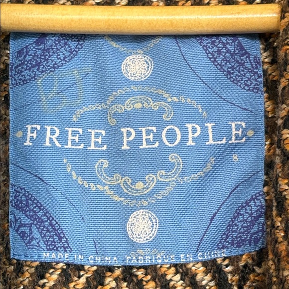 Free People Brown Metallic Patricia Pea Coat Chevron Tweed Peplum Ruffle Jacket - Picture 9 of 15